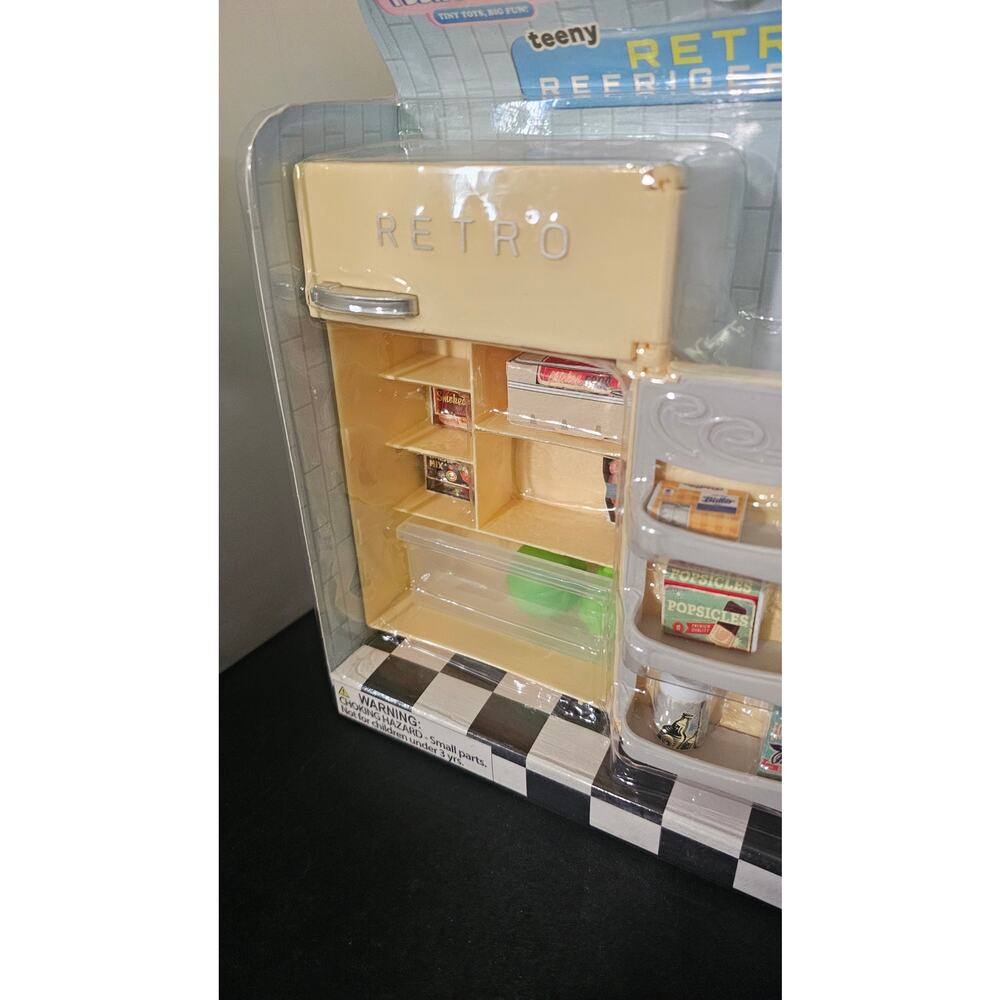 Teeny Tinies Retro Refrigerator Doll Miniature Food Mini Playset 1:6 Scale New - Picture 3 of 7